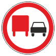 Дорожный знак 3.22 «Обгон грузовым автомобилям запрещен» (металл 0,8 мм, I типоразмер: диаметр 600 мм, С/О пленка: тип В алмазная)